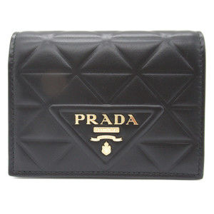PRADA Bifold Wallet Calf Leather Black
